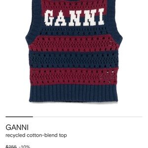 Ganni Blue and Red Knit Sleeveless Top